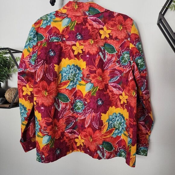 Coldwater Creek Women's Size M Bright Floral Open Front Blazer Jacket - Picture 3 of 8